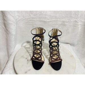 Jessica Simpson Jyanni Sandals Multicolor Strappy Stiletto Heels with Rhinstones